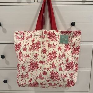 Red and Cream Canvas Tote Bag